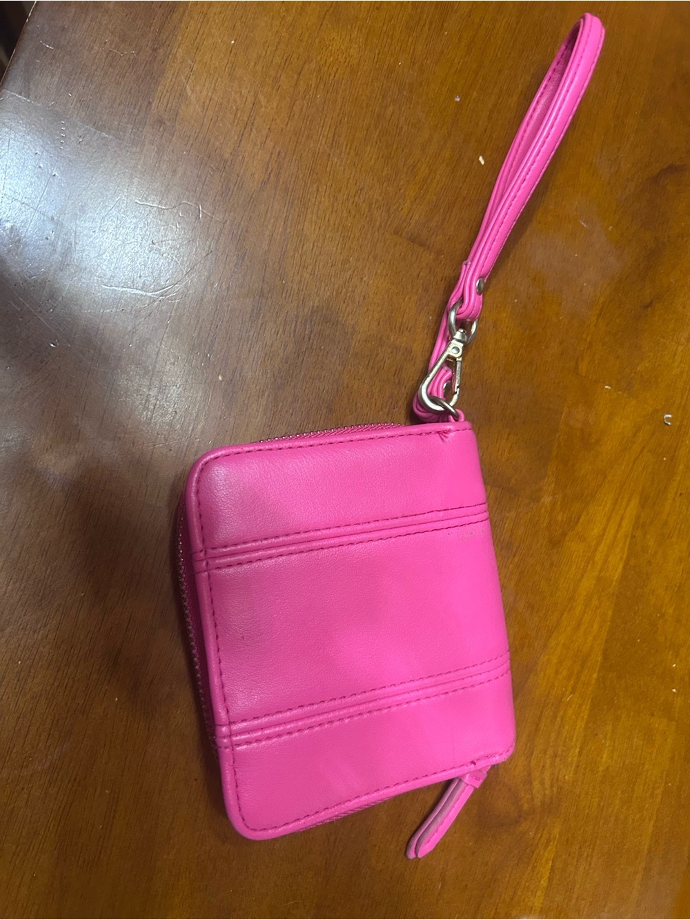 Hot Pink Wristlet Clutch with Detachable Strap